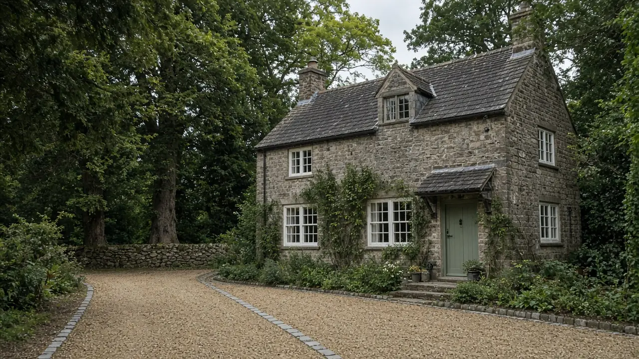 Example image: stone house in Shincliffe village with a gravel drive and setts